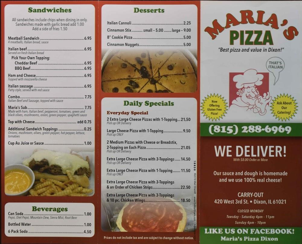 Maria's Pizza Menu image 2
